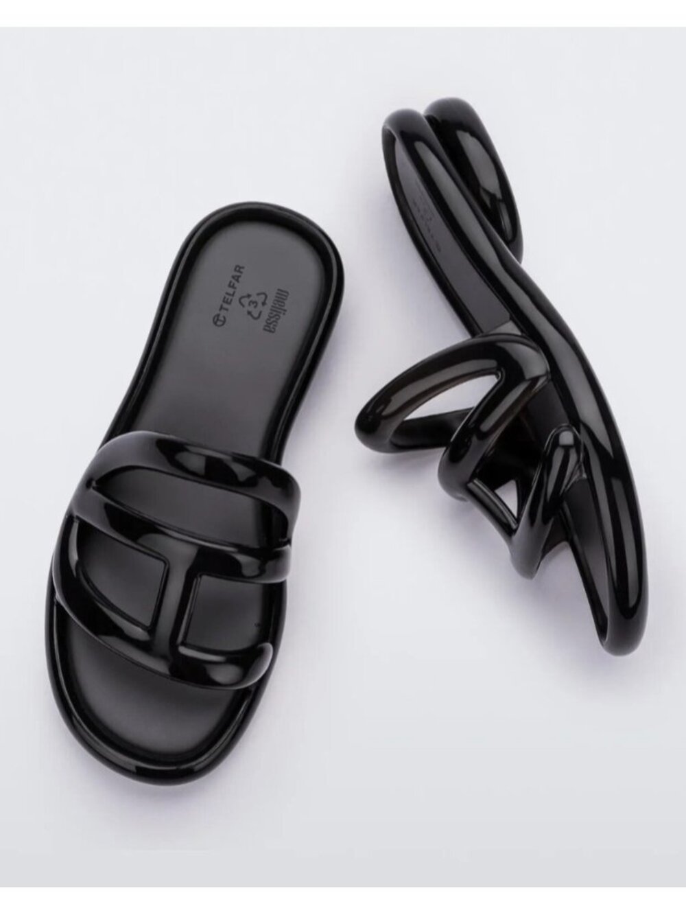 Melissa x Telfar Jelly Slide Sandals Flats Black ( 7 ) - Picture 1 of 4